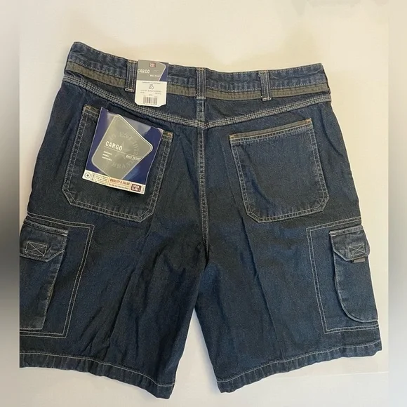 Vintage Y2K Deadstock Faded Cory Denim Cargo Shorts Jorts Size 40 Baggy - Picture 1 of 7